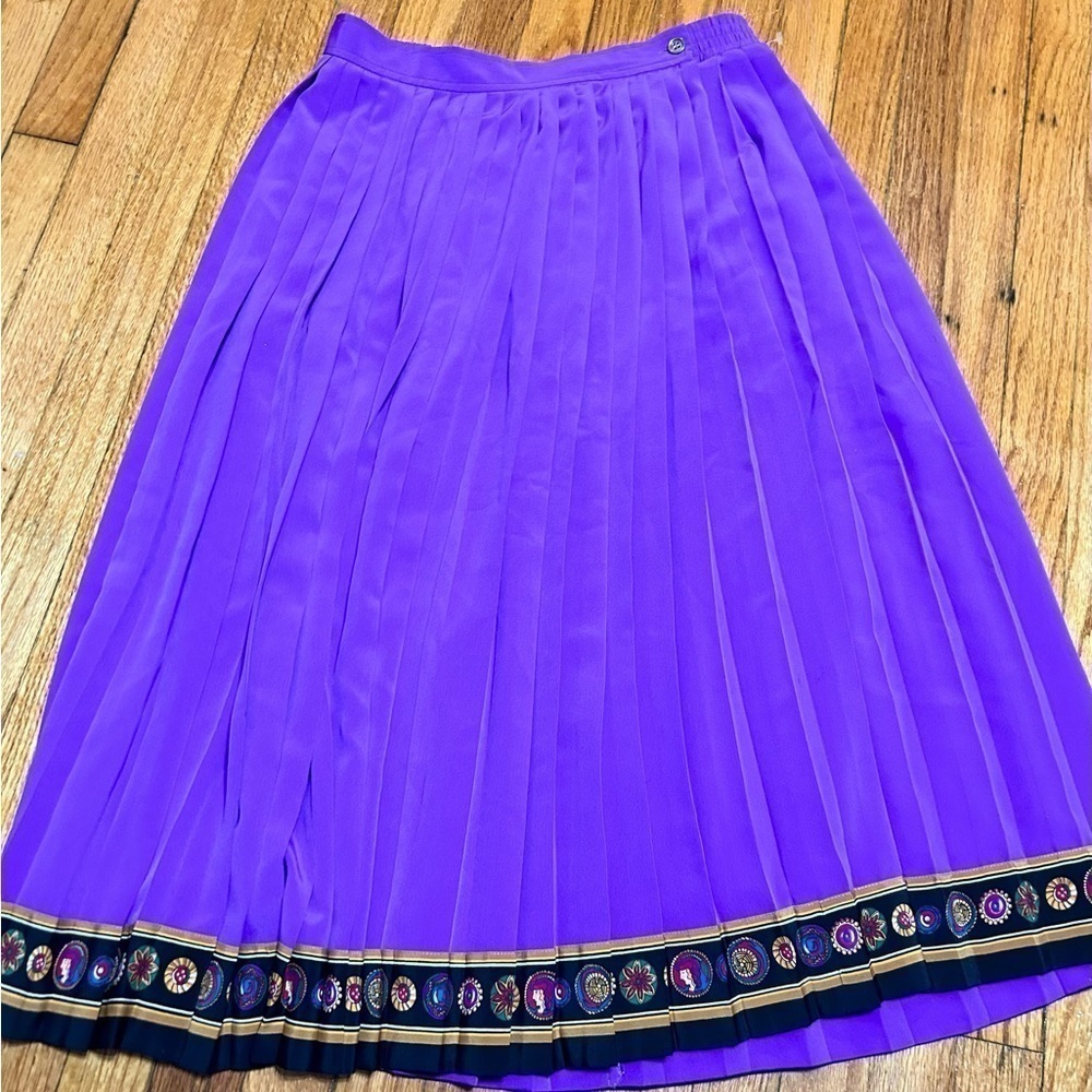 Vintage Chaus Womens Purple Pleated Retro  Skirt Elasticized Waist  Size‎ 12